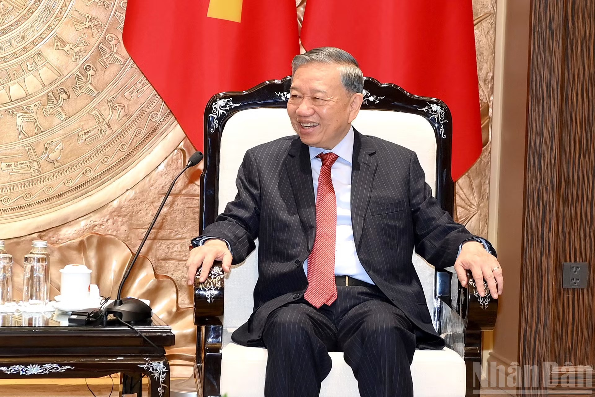 Tổng Bí thư, Chủ tịch nước Tô Lâm phát biểu tại cuộc tiếp Phó Thủ tướng, Bộ trưởng Tư pháp Lào Khamphan Phommathat. ndo_br_a5-bnd-7576.jpg
