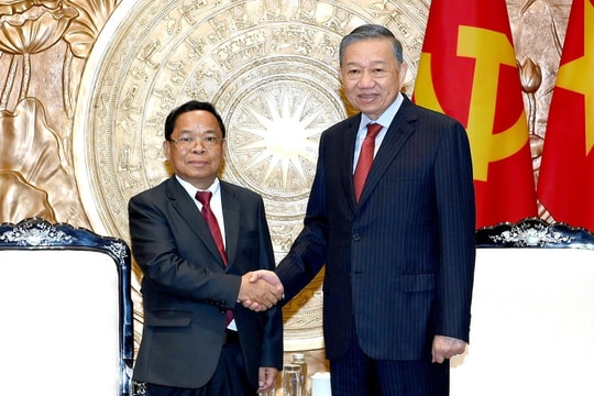 [Ảnh] Tổng Bí thư, Chủ tịch nước Tô Lâm tiếp Phó Thủ tướng, Bộ trưởng Tư pháp Lào Khamphan Phommathat