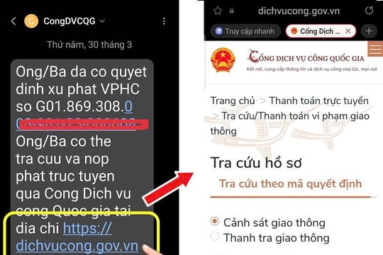 Cảnh báo chiêu lừa nộp phạt giao thông qua đường link giả mạo